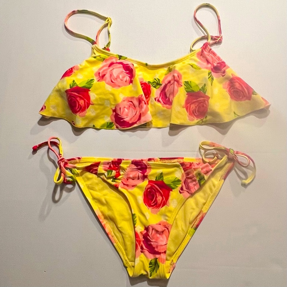 Bright yellow floral bikini